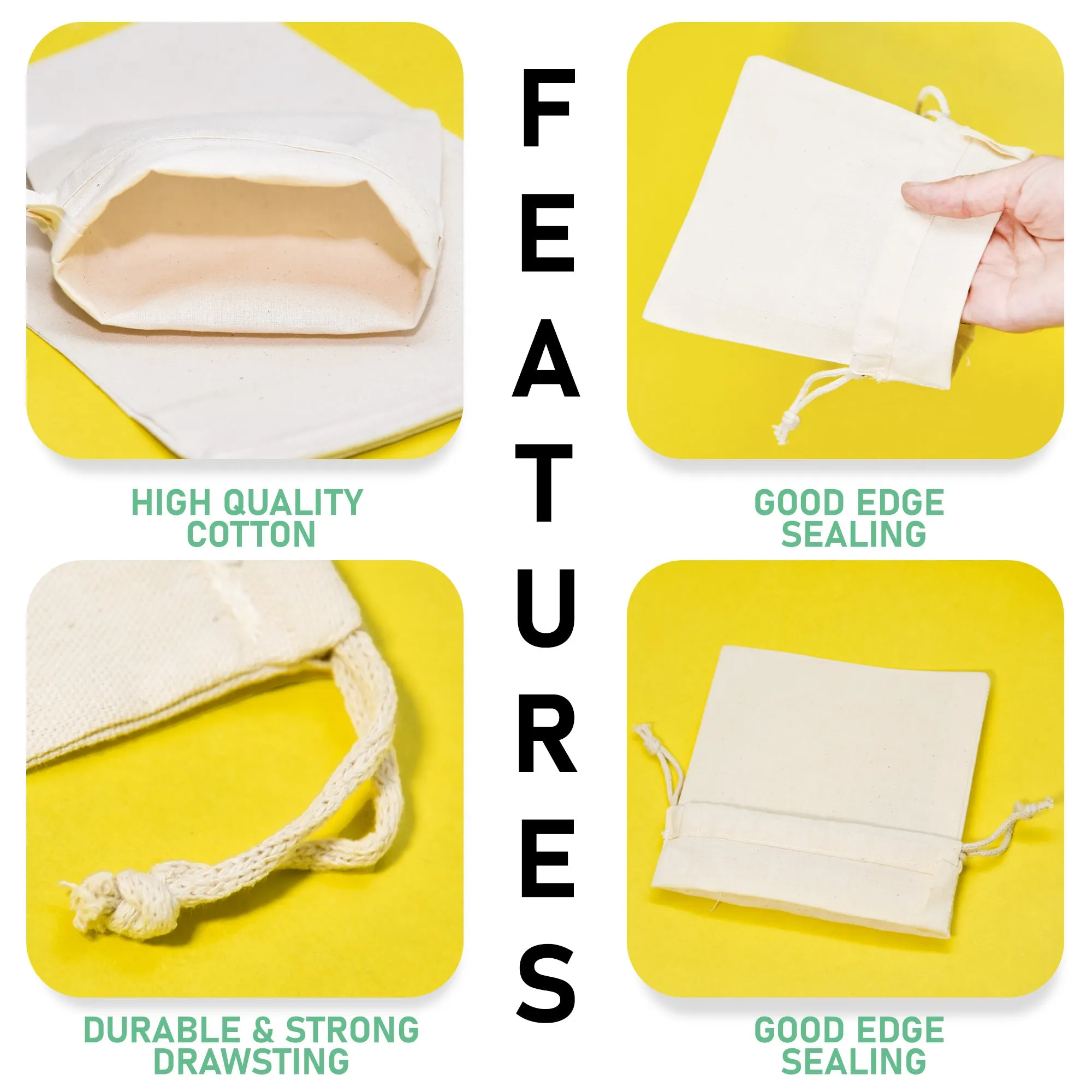 10x16 inches Double Drawstring Muslin Bags