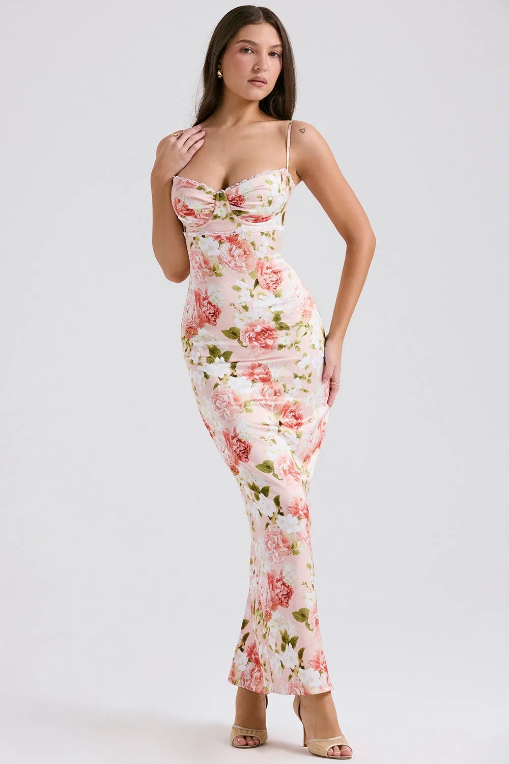 Agness Floral Maxi Bodycon Dress
