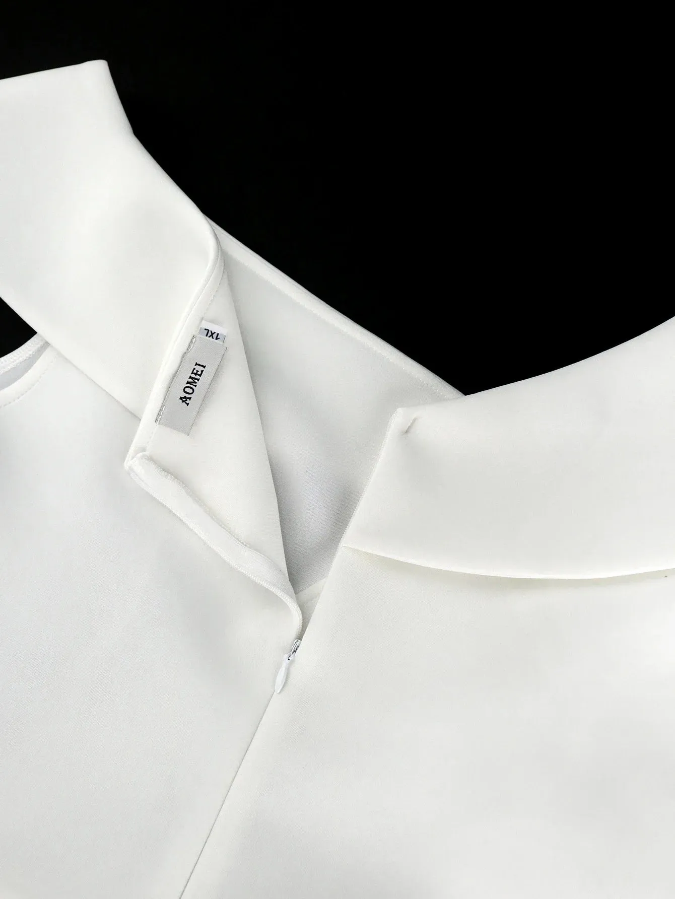 AOMEI Peplum Ruffles Hem Bodycon White Party Dress