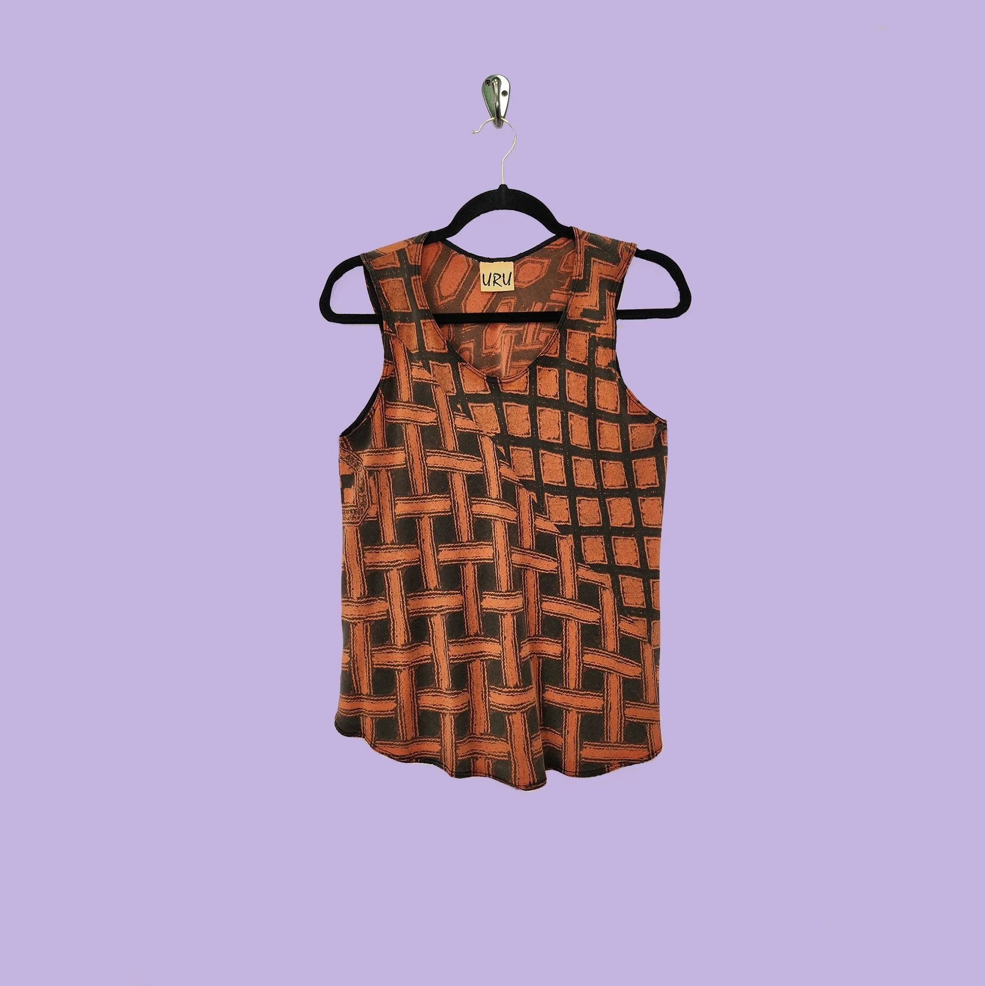 Bias Tank in Afibi Copper Printed Silk