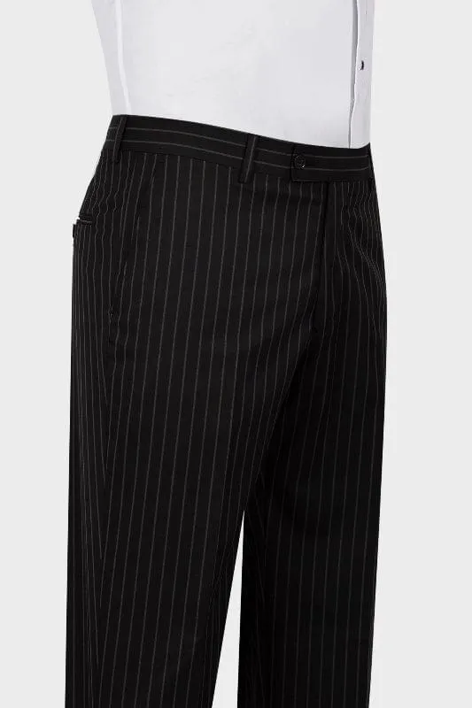 Black Striped Peaked Lapel Bespoke Business Suits One Button Two Pieces Formal Suits for Men