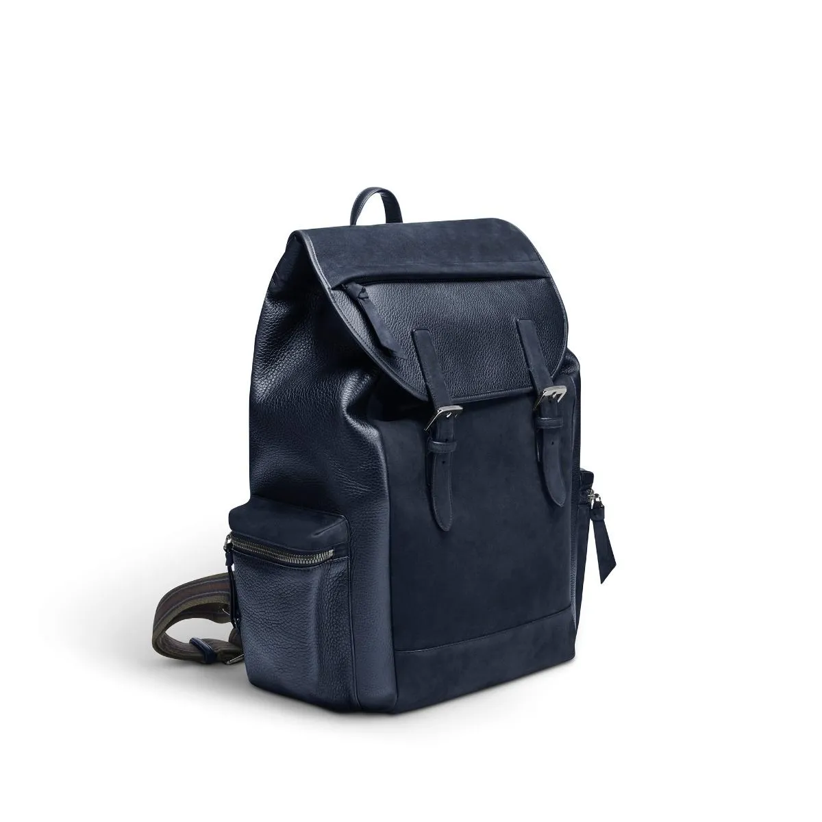 GMT Rucksack in Soft Grain Leather & Nubuck with Striped Webbing