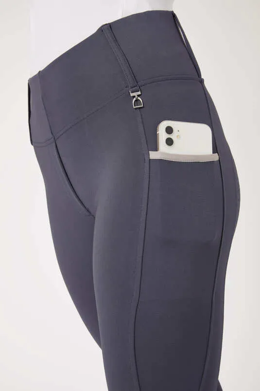 Horze Lucinda Women's High-Waist Tights with Silicone Full Seat (Dark Grey)
