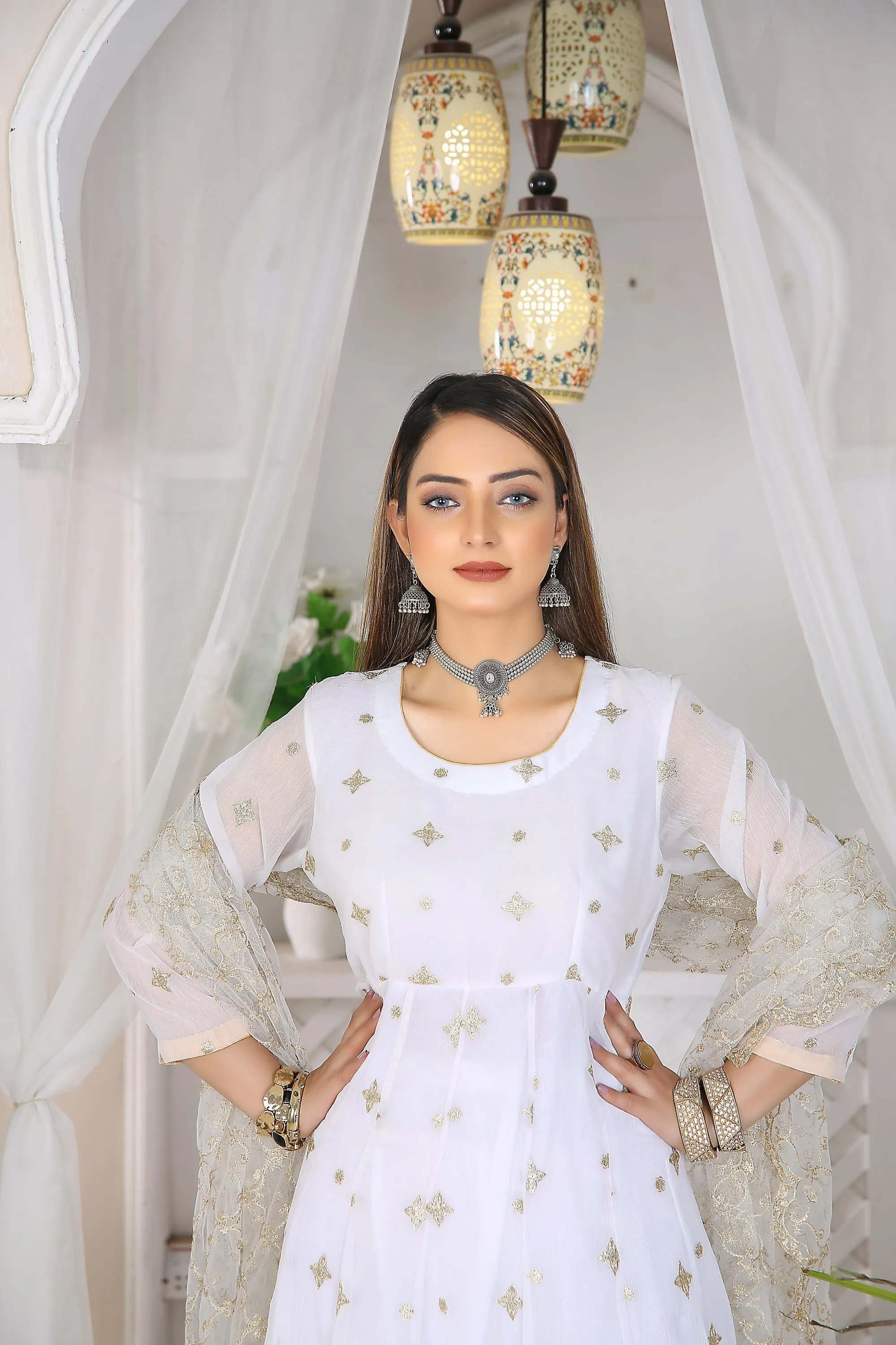 IshDeena Anarkali Salwar Kameez Suit Ready to Wear, Indian Pakistani Dresses for Women Party Wear Wedding, Reception Chiffon