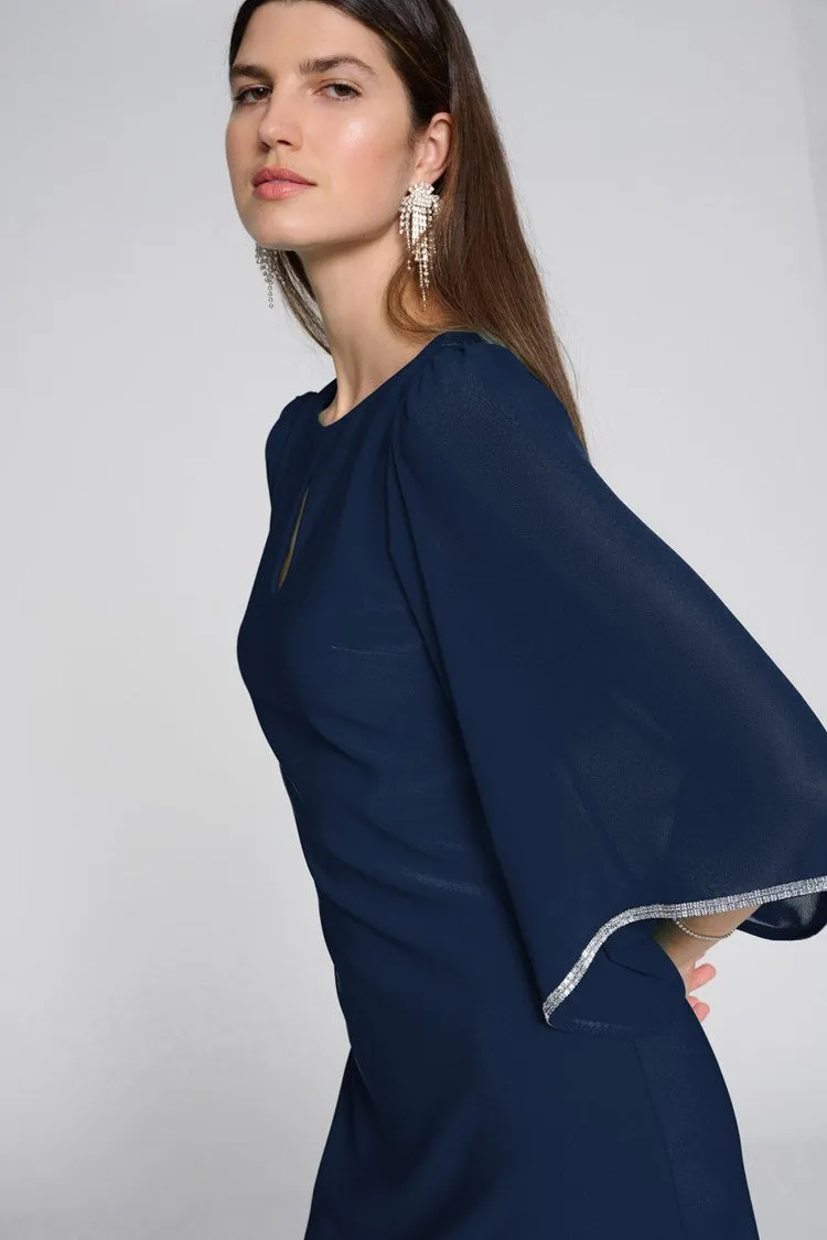 Joseph Ribkoff Silky Knit Shift Dress with Chiffon Sleeves 241709 S24