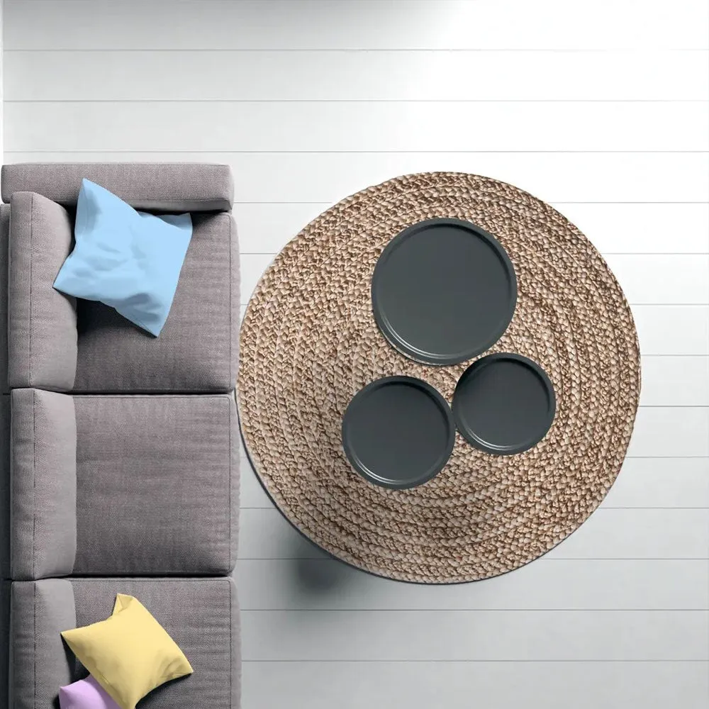 Kerala Braided Round Rug - Beach Sand