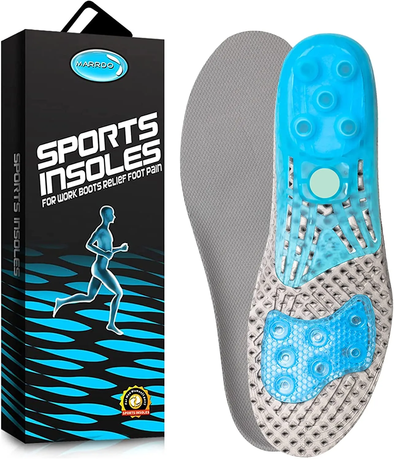 MARRDO Silica Gel Sport Shoe Insole | Spring Cushioning Shock Absorption Shoe Insert