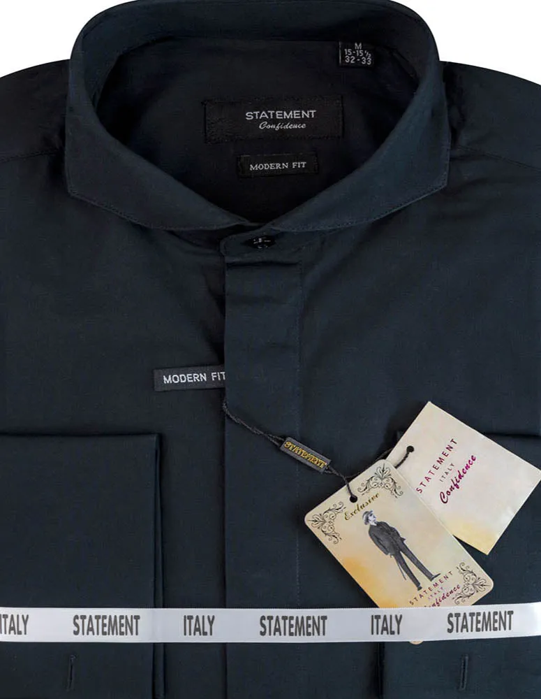 Men's Dress Shirt Spread Collar French Cuffs Made of 100% Prime Cotton | SP-100-Black