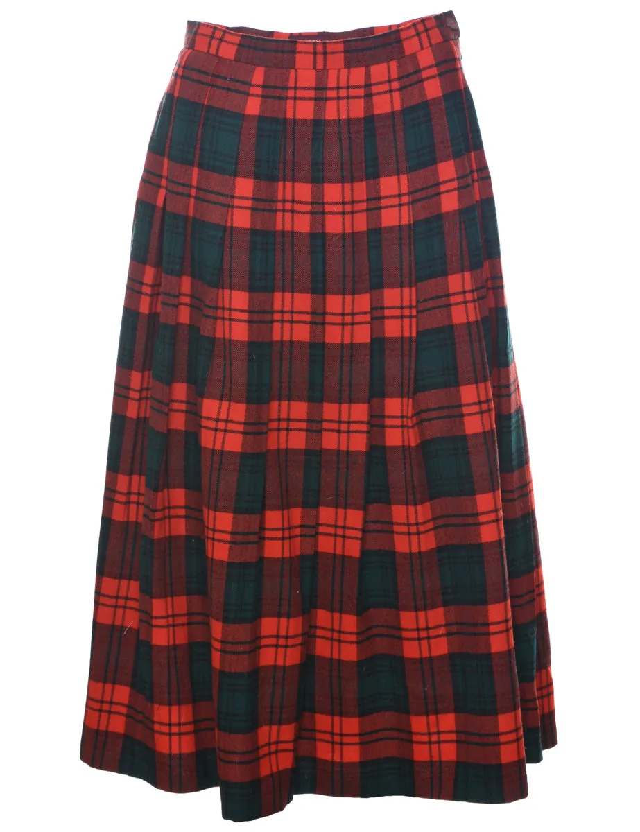 Plaid Midi Skirt - M