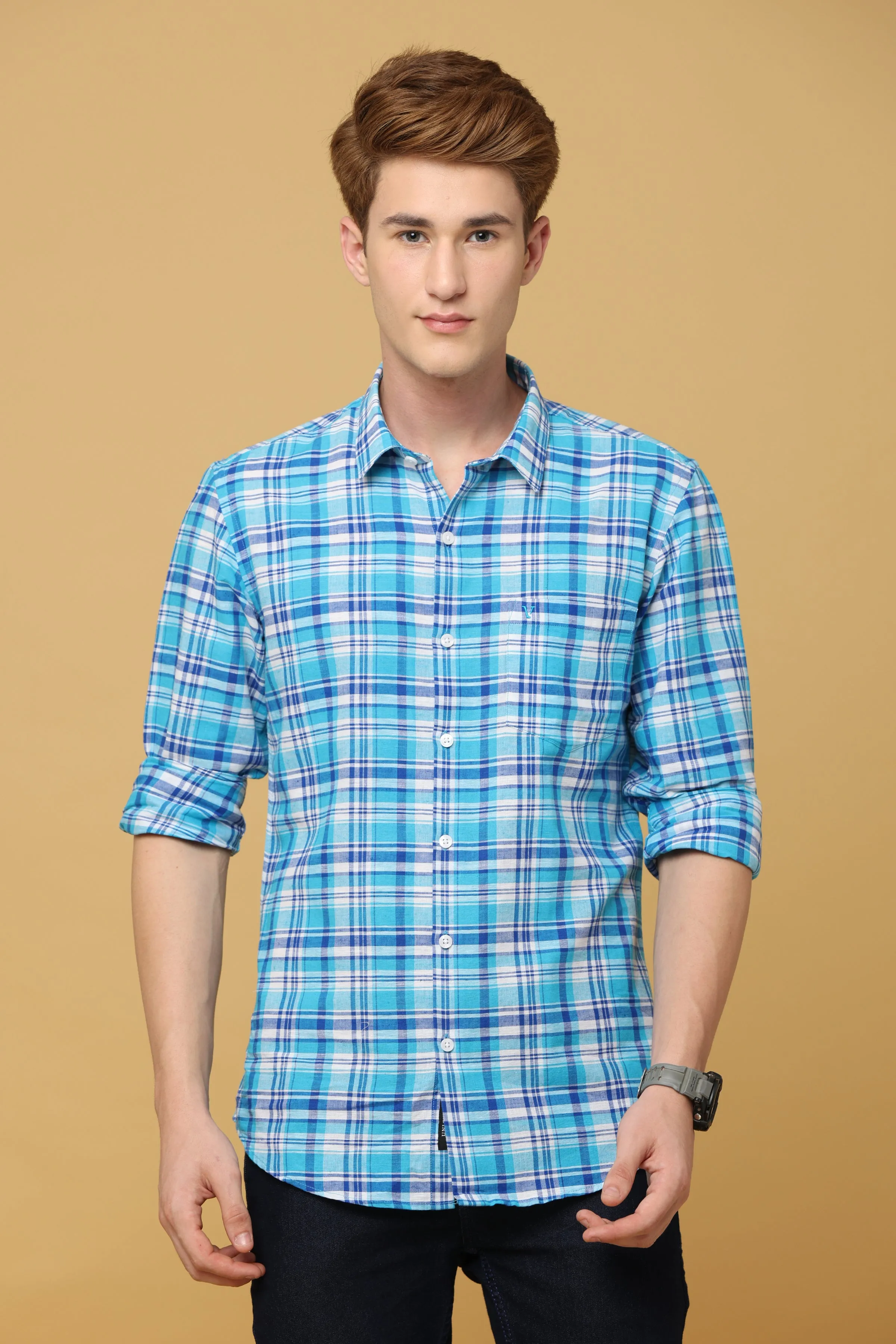 Premium Aqua Blue Cotton Shirt