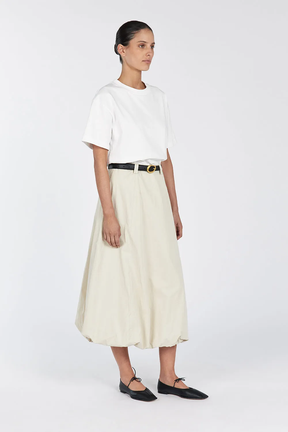 RICKIE STONE COTTON MIDI SKIRT