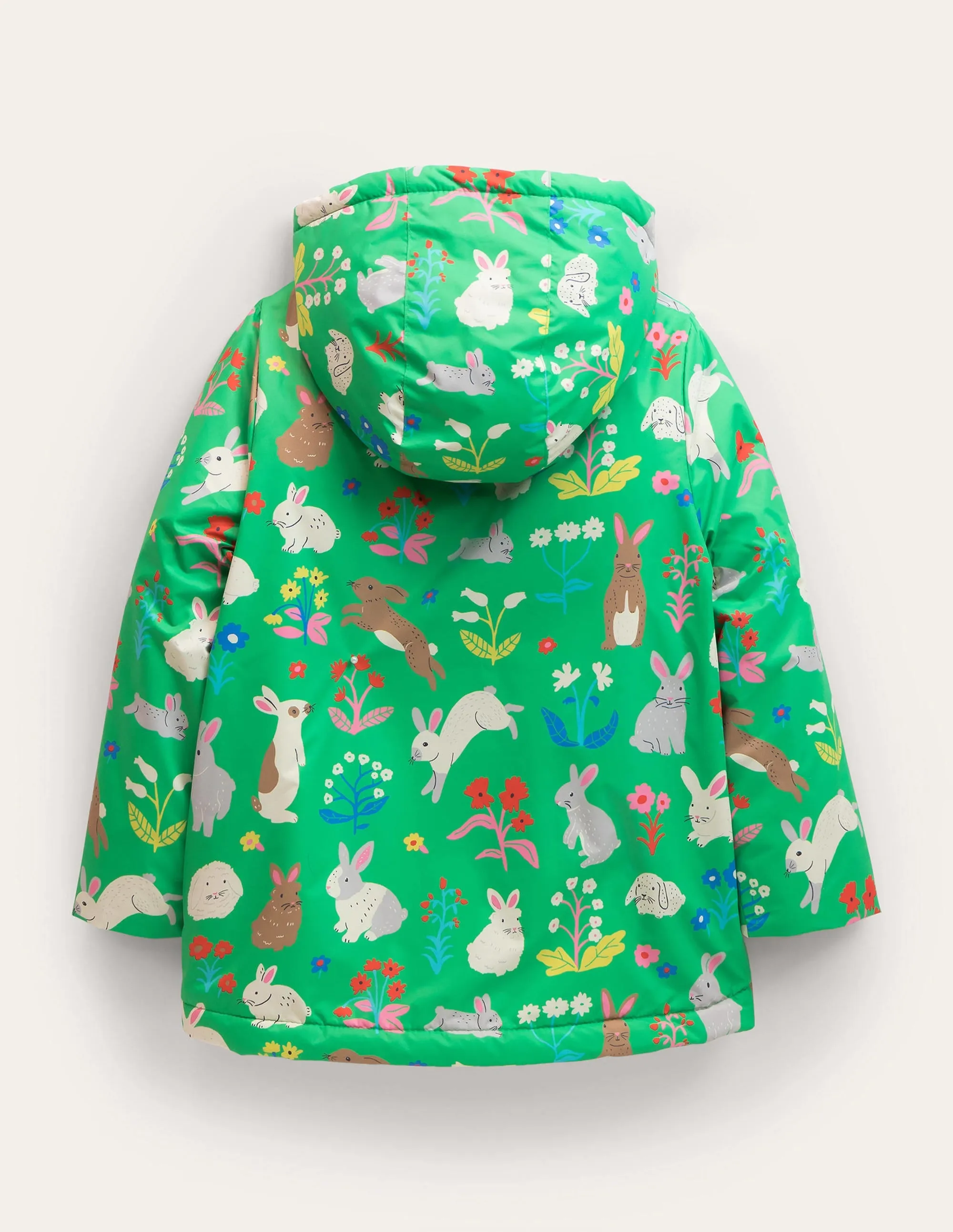 Sherpa Lined Anorak-Aloe Green Bunnies