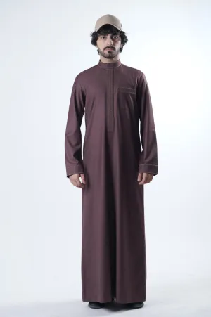 Sleek Mandarin Winter Kandora | Refined Embroidery & Timeless Official Palette